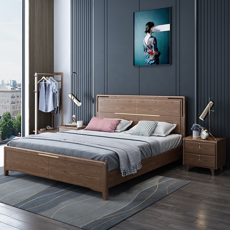 bedroom furniture Home cama matrimonial luxury bed wooden queen frame storage letto Lit en bois Muebles king size bed hotel bett