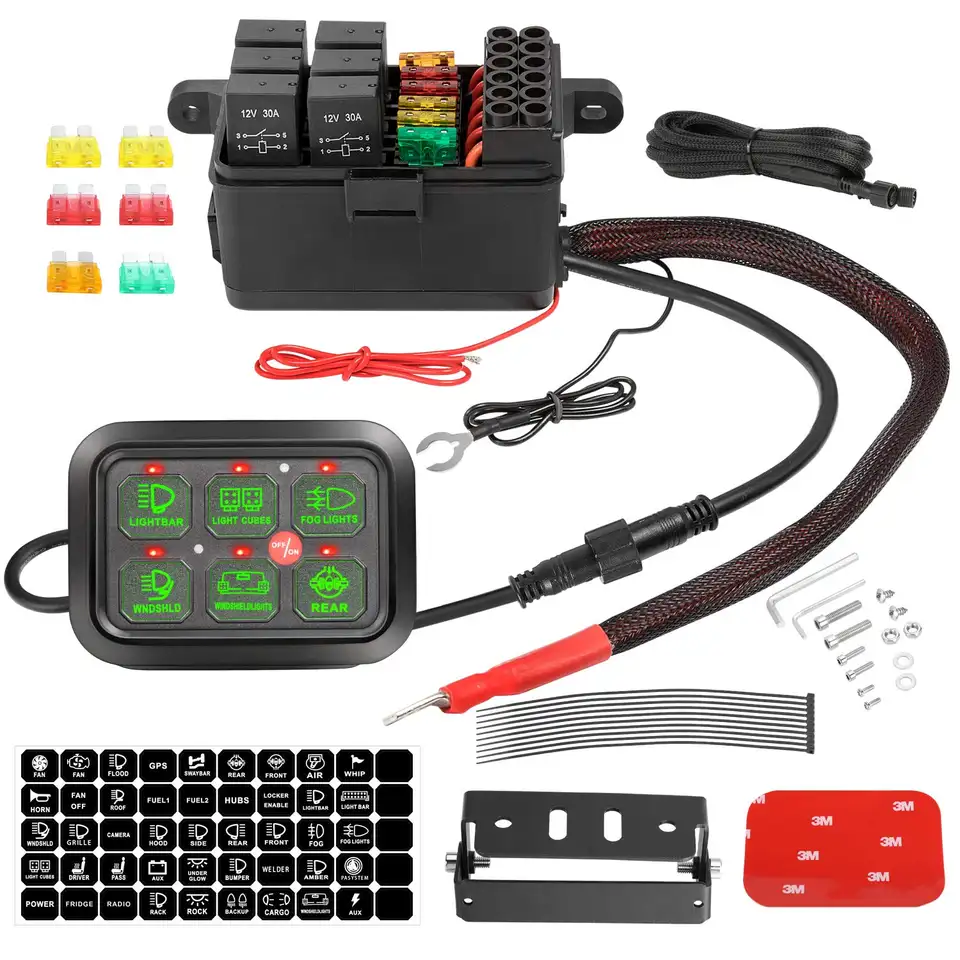 Universal Aux Automotive Off Road Lights 4x4 12v 24v App Control 6 Gang Led Switch Panel With Circuit Control For Truck