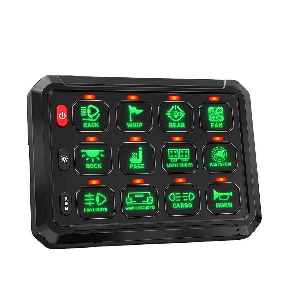 RGB 12 Gang Switch Panel ,12 volt switch panel