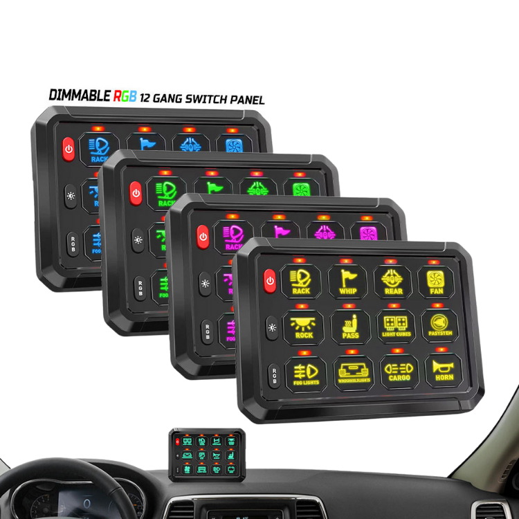 RGB 12 Gang Switch Panel ,12 volt switch panel