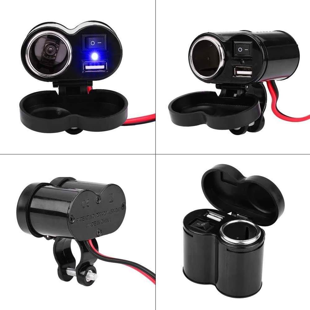 12V USB Cigarette Lighter Waterproof Power Port Outlet Socket Kit USB Charger For Motorcycle