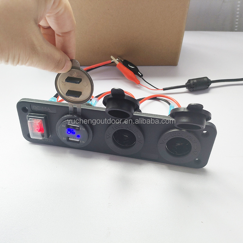 12v 4 gangs multi function led switch panel rocker control box electronic  boat waterproof switch panel