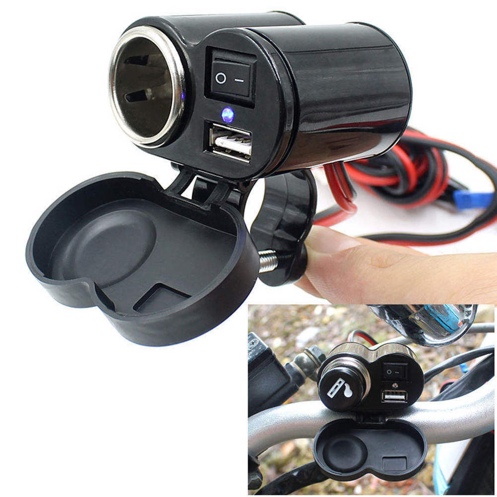 12V USB Cigarette Lighter Waterproof Power Port Outlet Socket Kit USB Charger For Motorcycle