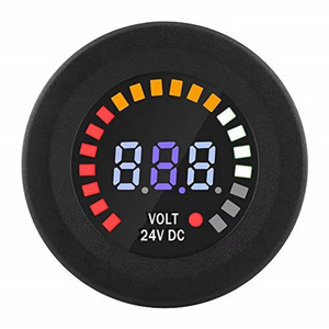 24V Car Battery Voltmeter Gauge LED Display Digital Voltage Meter Gauge Colorful Screen Waterproof Automotive for Car Boat  etc.