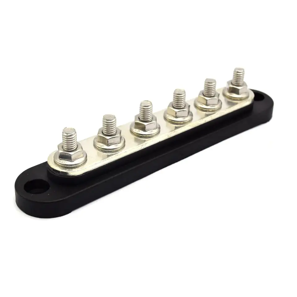 6 x M8 Heavy-duty Busbar Bus Bar 100A 200A 300A Terminal Block With Cover For Car Marine Boat Car