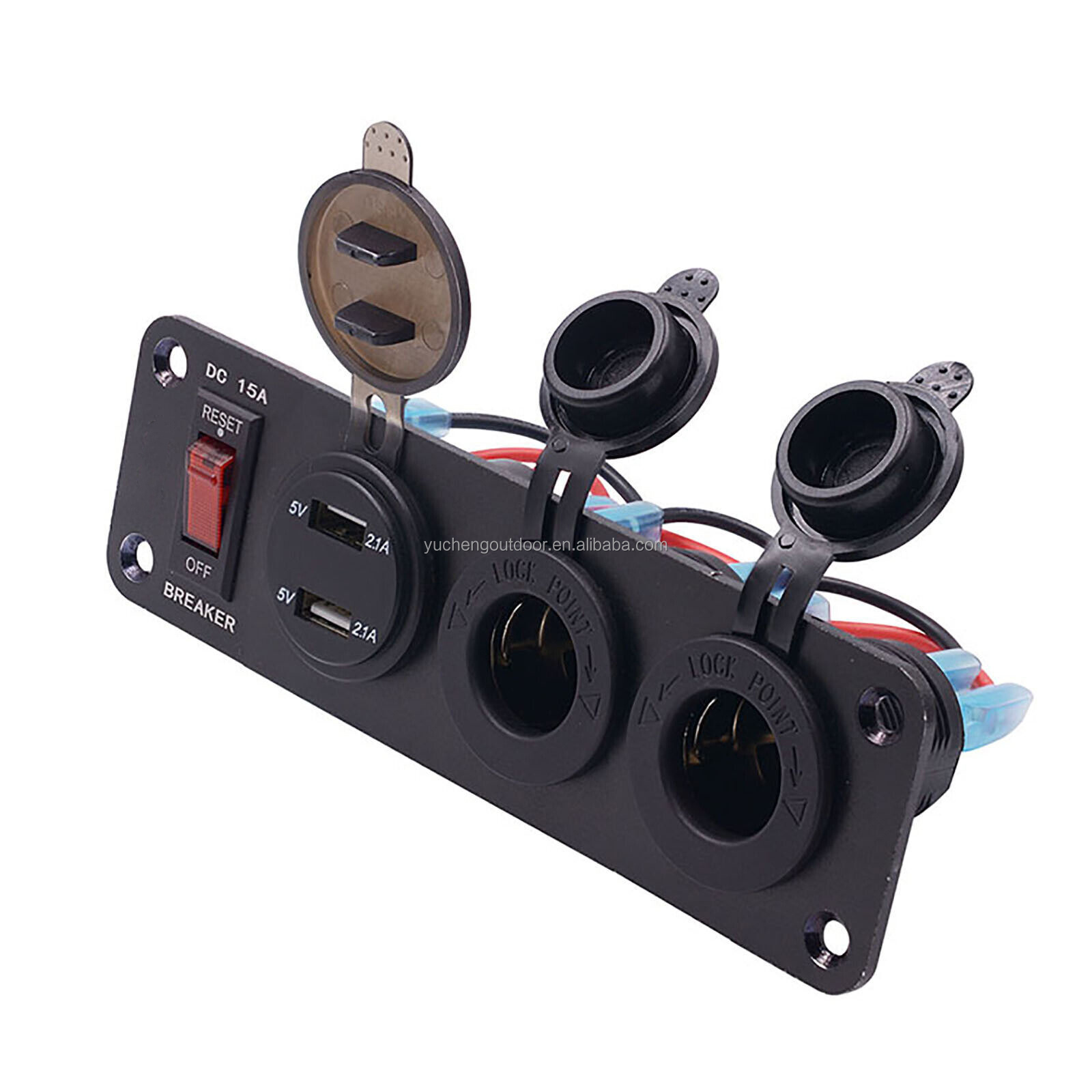 12v 4 gangs multi function led switch panel rocker control box electronic  boat waterproof switch panel