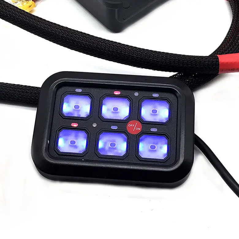 Universal Aux Automotive Off Road Lights 4x4 12v 24v App Control 6 Gang Led Switch Panel With Circuit Control For Truck