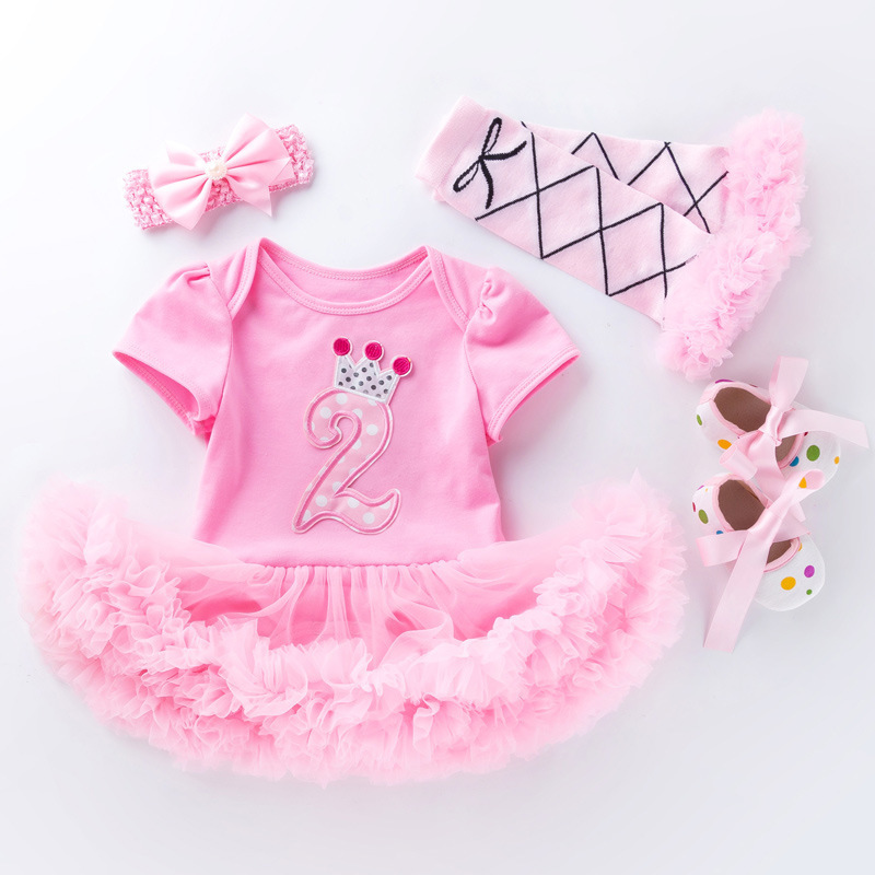 New Arrive Newborn Baby Girl Romper Jumpsuit+ Hair Accessories+tutu Dress 3pcs Sets Party Birthday Tutu Dress Baby Girls Romper