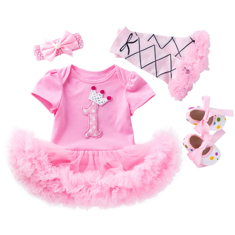 New Arrive Newborn Baby Girl Romper Jumpsuit+ Hair Accessories+tutu Dress 3pcs Sets Party Birthday Tutu Dress Baby Girls Romper