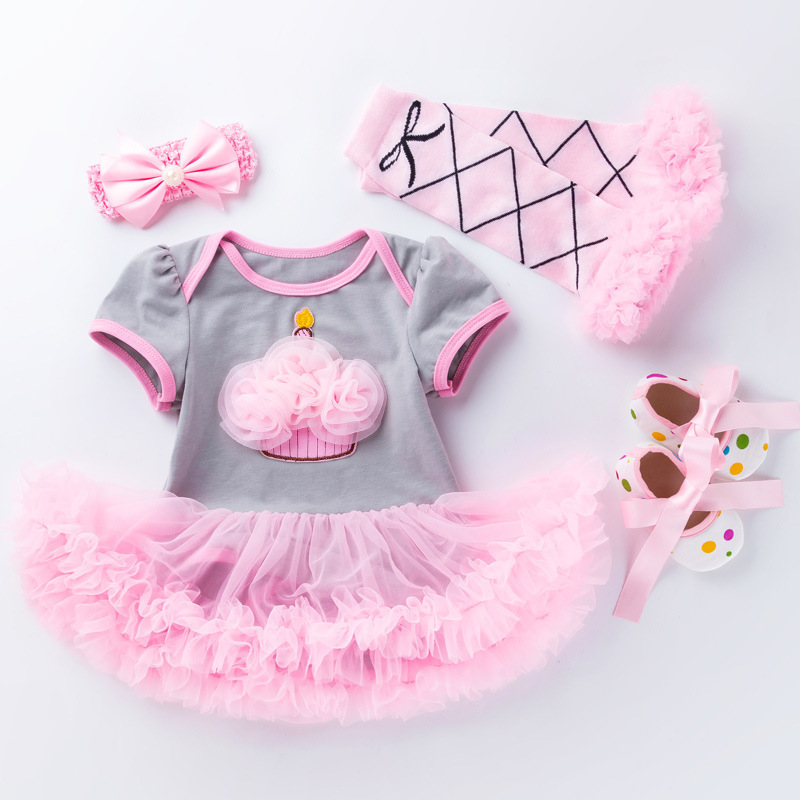 New Arrive Newborn Baby Girl Romper Jumpsuit+ Hair Accessories+tutu Dress 3pcs Sets Party Birthday Tutu Dress Baby Girls Romper