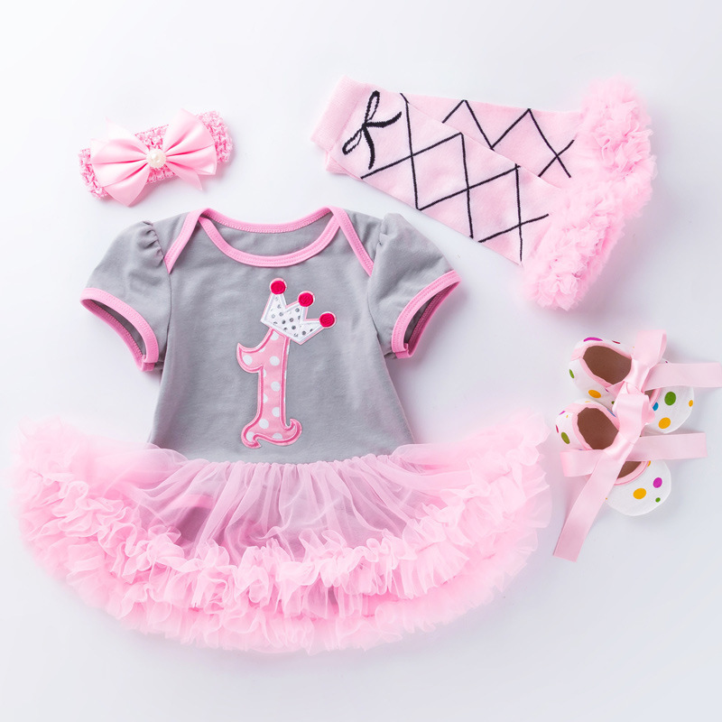 New Arrive Newborn Baby Girl Romper Jumpsuit+ Hair Accessories+tutu Dress 3pcs Sets Party Birthday Tutu Dress Baby Girls Romper