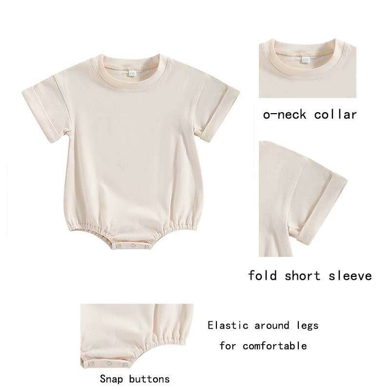 High Quality Summer Season Short Sleeve Snap Button Baby Romper Wholesale Blank Clothes Baby Bubble Romper