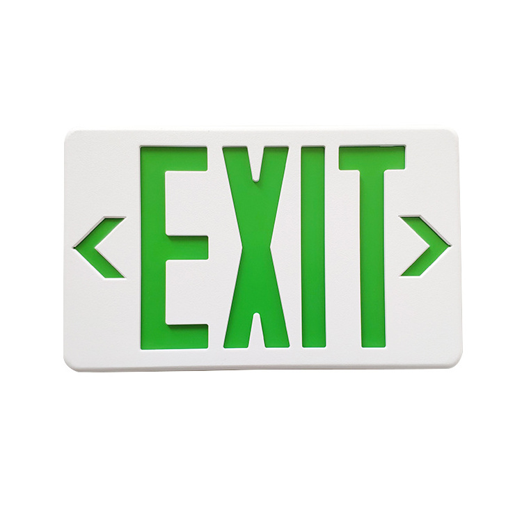 USA Market ABS Plastic Red Green Text Double Side Face White Black Housing Rechargeable LED Commercial Emergency Light Exit Sign