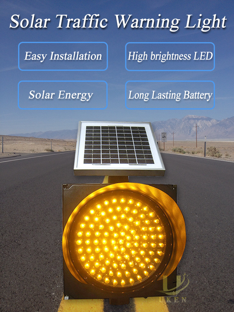 High Quality Solar Powered Yellow Flashing LED Road Safety Signal Blinker Traffic Warning Light