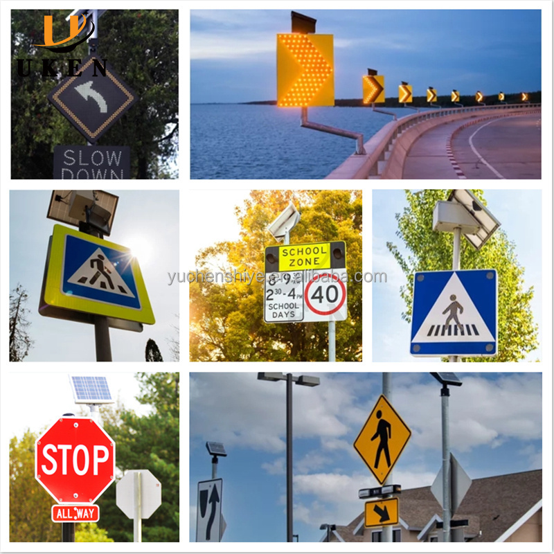 Illuminated Arrow Road Sign Board Supplier for Sale Flash Yield Sign LED Crosswalk Slow Down Stop Solar Traffic Signs