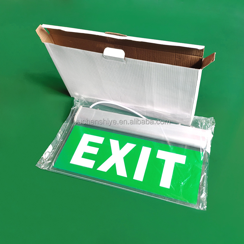 Custom Acrylic Panel Exit Emergency Light With Battery 3W Ceiling Mounted Hanging Fire Safety Led Emergency Exit Sign Lights