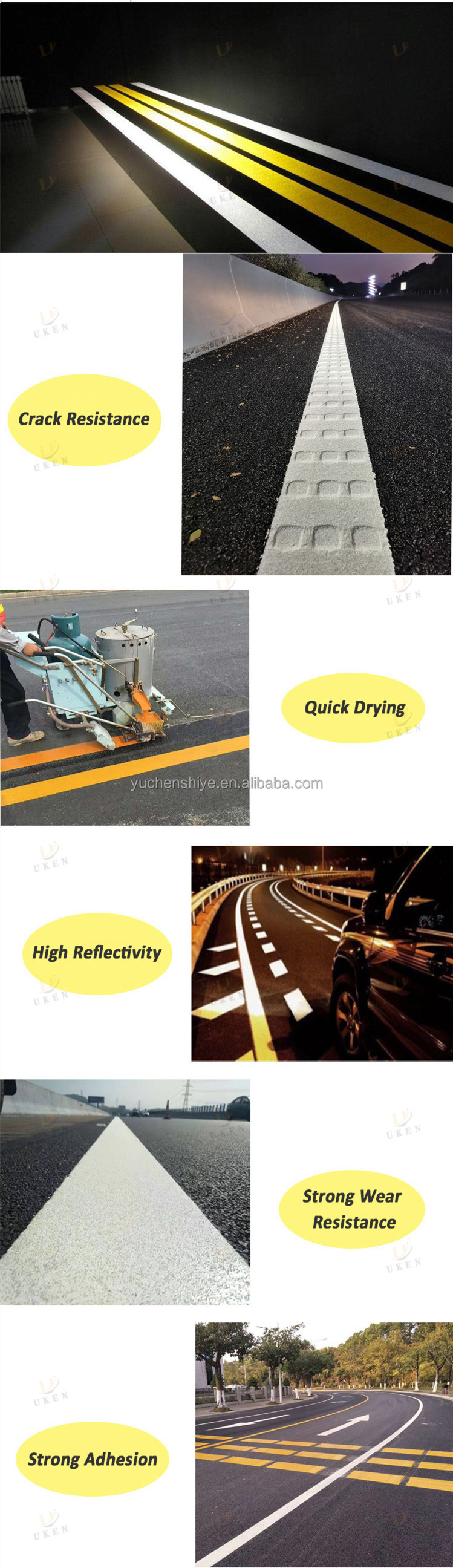 Quick Drying Environment Protection Traffic Coating Acrylic Reflective Road Marking Paint for Thermoplastic Paint