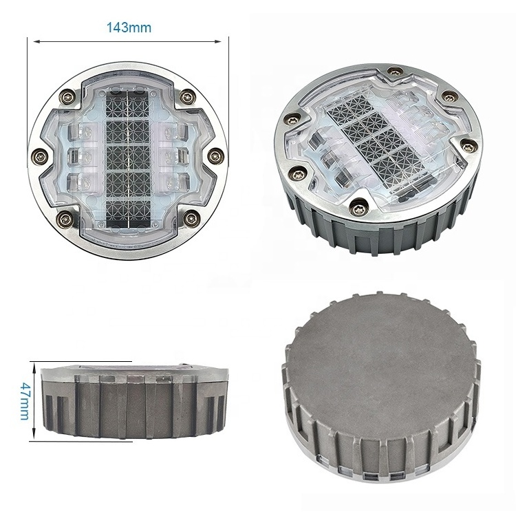 6 Screws Aluminum Round Flashing LED Embedded Cat Eye Wireless Underground Driveway Marking Light il300 Solar Road Stud