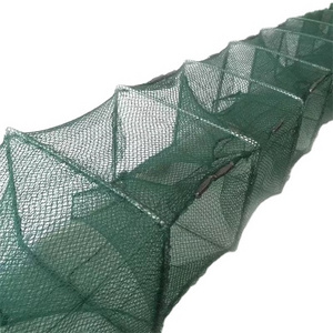 Factory shipped Nylon PE Net Trap Fish Trap Pots Crab Lobster Shrimp Galvanized steel Square Cage