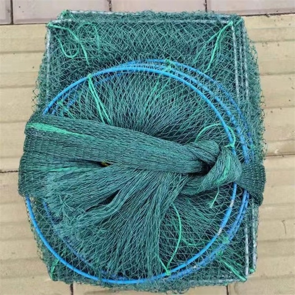 Factory shipped Nylon PE Net Trap Fish Trap Pots Crab Lobster Shrimp Galvanized steel Square Cage