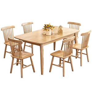 rectangular solid wood tables 4 chairs wooden modern dining table set