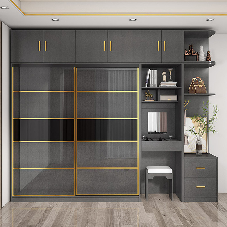 Double Color Wooden Bedroom Furniture Amoires Wardrobe Design Laminate Colours Combination