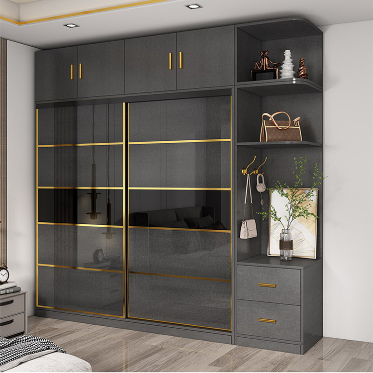 Double Color Wooden Bedroom Furniture Amoires Wardrobe Design Laminate Colours Combination