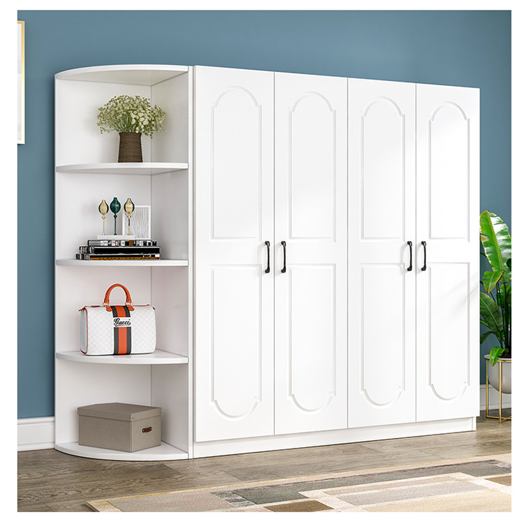 Custom made bedroom natural furniture double 2 door modern simple portable white wood cloth closet storage wardrobe for home