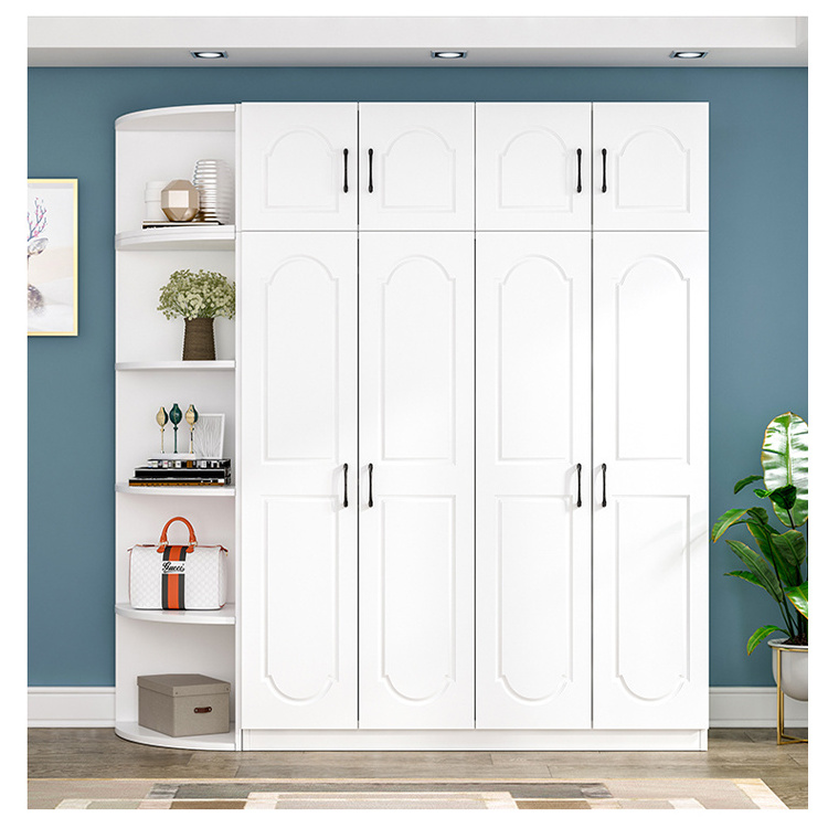 Custom made bedroom natural furniture double 2 door modern simple portable white wood cloth closet storage wardrobe for home