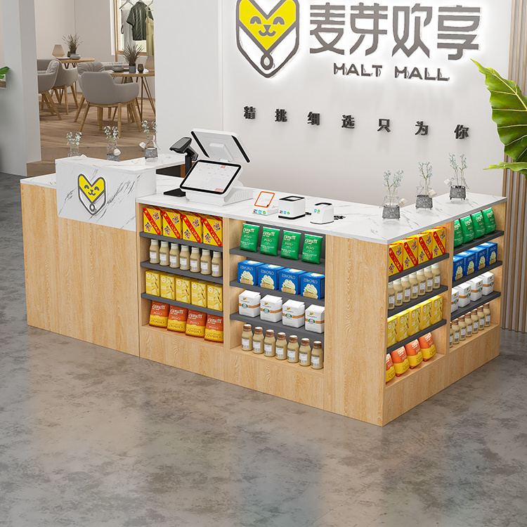 Custom Modern Retail Wooden Boutique Reception Desks Cashier Counter Grocery Clothes Store Cash Register Checkout Counters