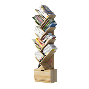 2021 new design industrial vertical personality home furniture tree bookshelf With drawer