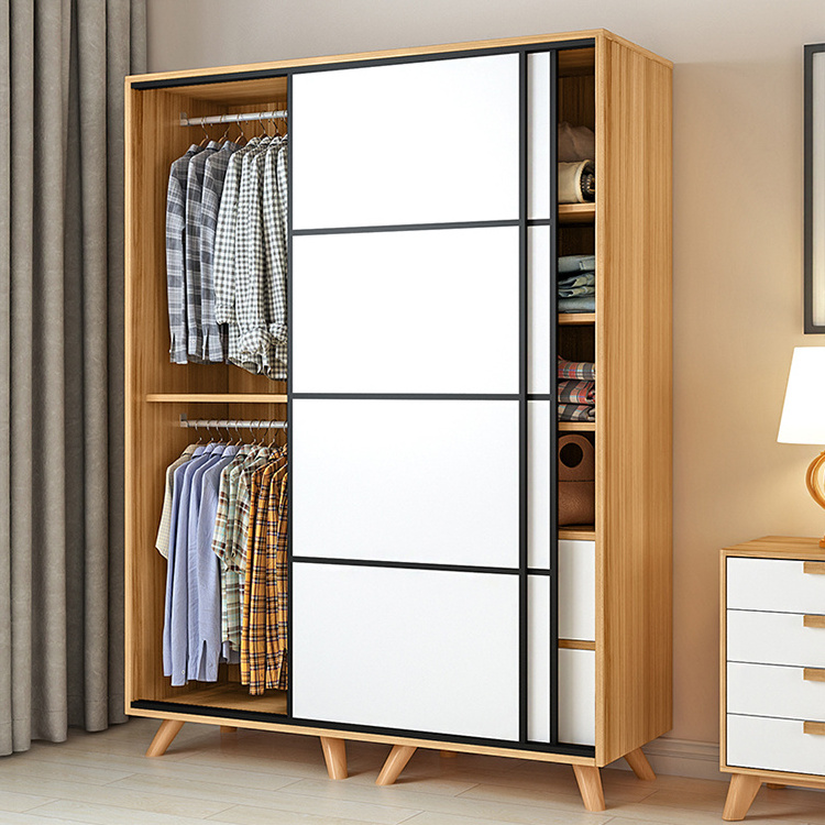 Home Furniture Sliding Door Storage With Drawers Cabinet Wooden Wardrobe Closets