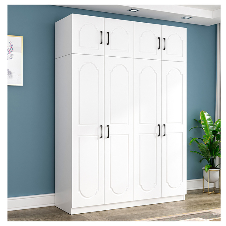 Custom made bedroom natural furniture double 2 door modern simple portable white wood cloth closet storage wardrobe for home