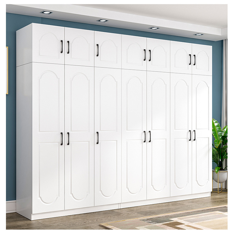 Custom made bedroom natural furniture double 2 door modern simple portable white wood cloth closet storage wardrobe for home