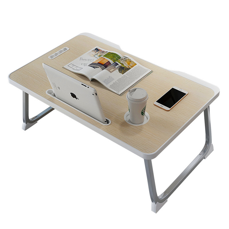 Modern Small Dormitory Table Breakfast Serving Black Adjustable Portable Foldable Wooden Laptop Computer Desk for Use Bedroom