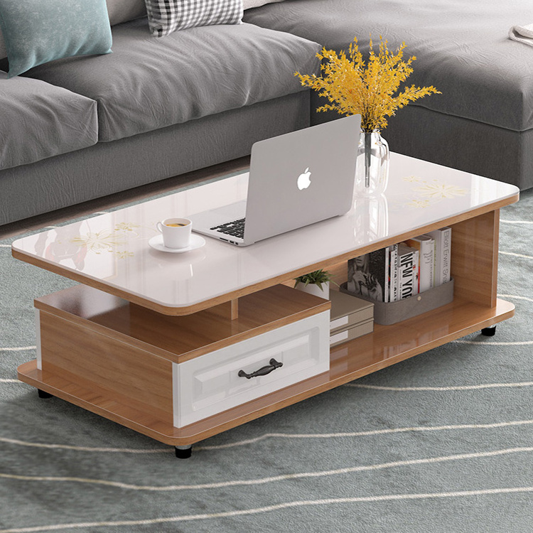 Nordic Simple Modern Rectangular Coffee Table Set Living Room Furniture