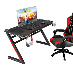 Hot Sale Gaming Setup Workstation Ergonomic Computer Office Desk Mesa Gamer Rgb Led Gaming Table Pc Desk With Led Light