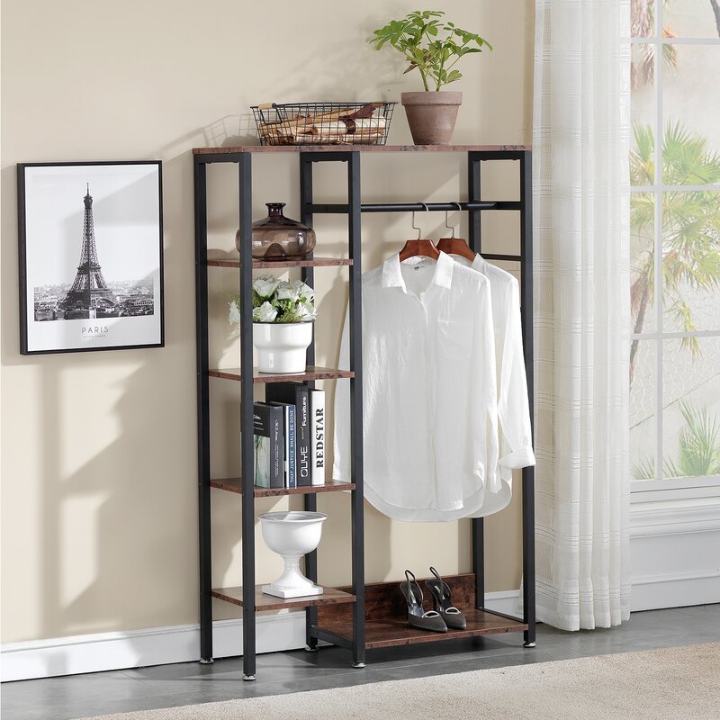 Modern Simple Household Hangers Metal Wooden Clothes Coat Hanging Shelf Multifunctional Coat Rack