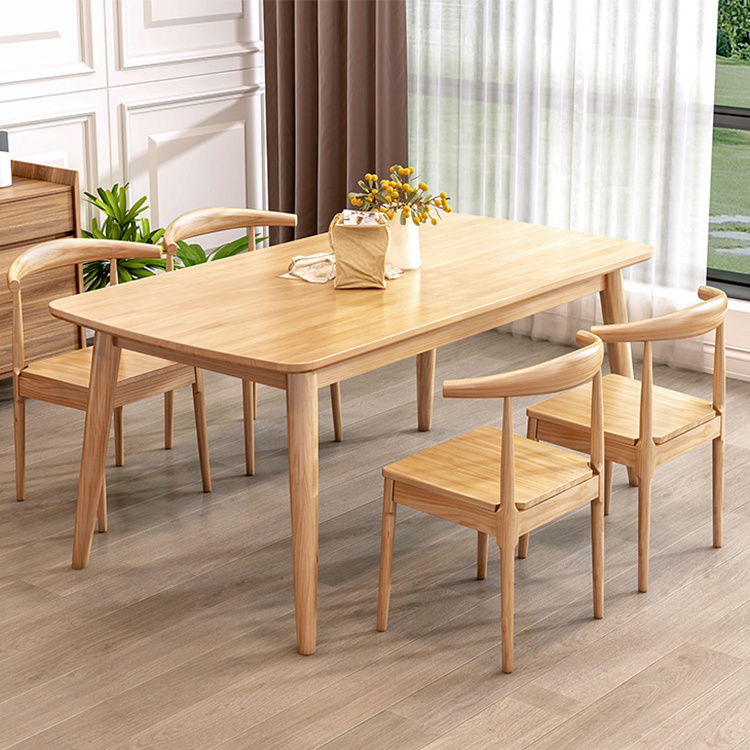 rectangular solid wood tables 4 chairs wooden modern dining table set