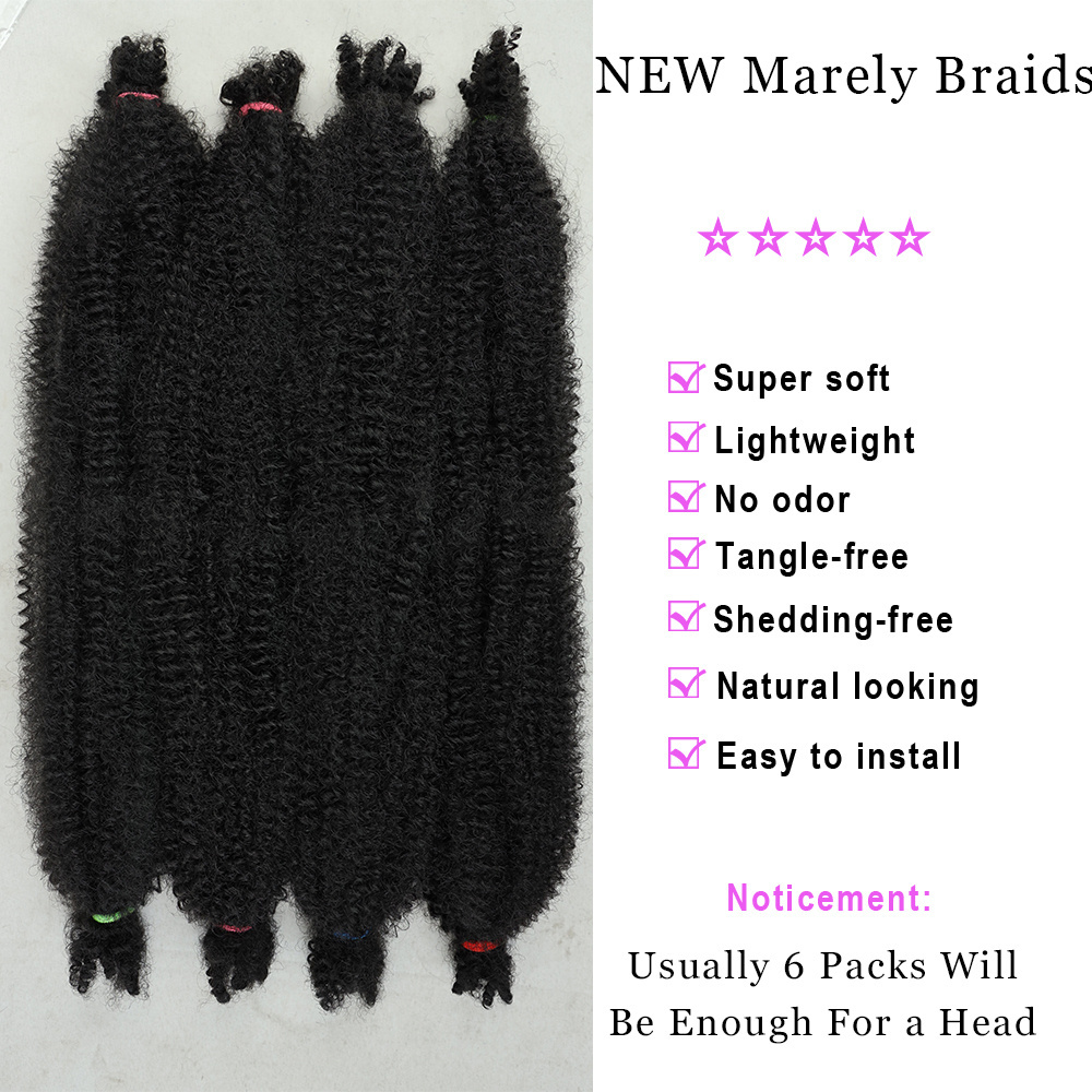 Kinky Marley Braiding Hair Springy Afro Twist Crochet Hair Bulk Extensions Faux Locs Marely Braid For African Women