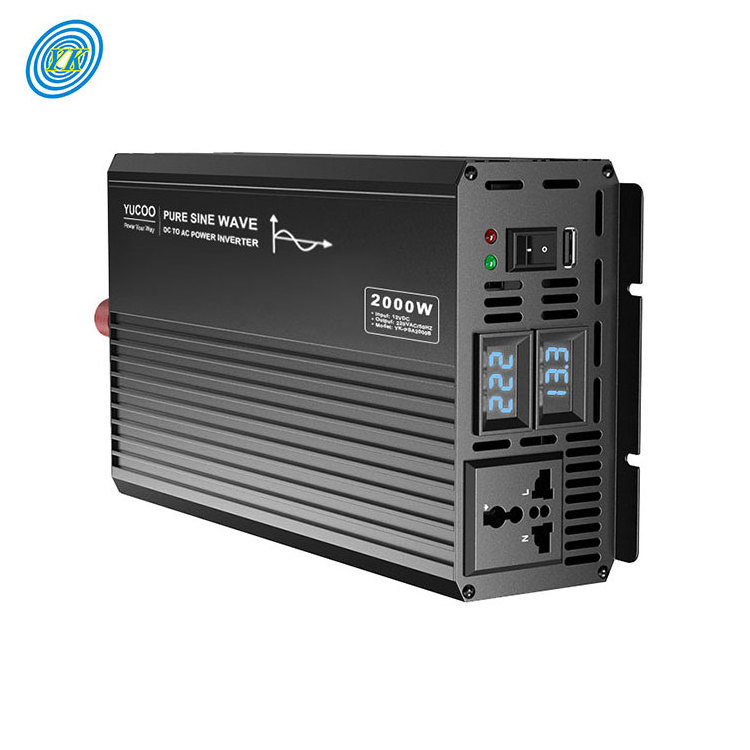 YUCOO solar inverter 2000w 12v 24v 48v 60v to 220v 230v pure sine wave power inverter