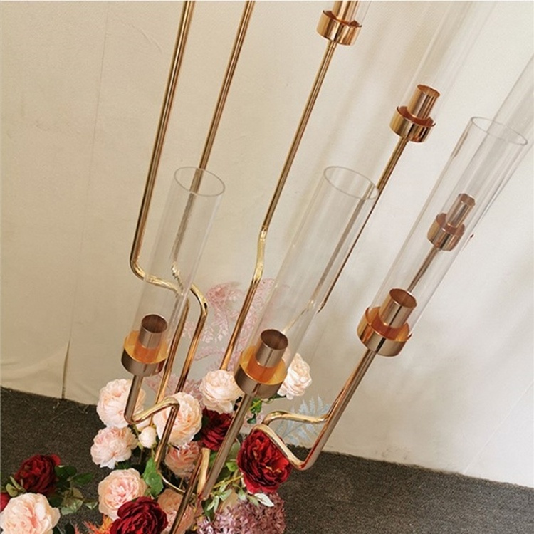 Wedding Tall 8 Arm Gold Candelabra Candle Candlestick Holders Centerpieces Candelabras