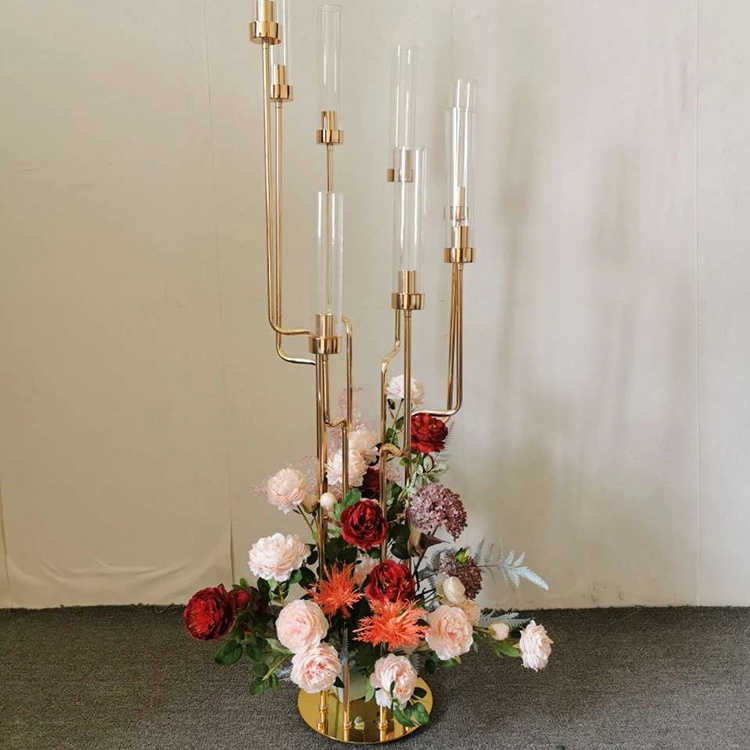 Wedding Tall 8 Arm Gold Candelabra Candle Candlestick Holders Centerpieces Candelabras