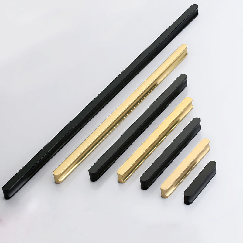 aluminium alloy long pulls 96 - 960mm furniture cabinet dresser wardrobe drawer door gold / black modern long pull handle