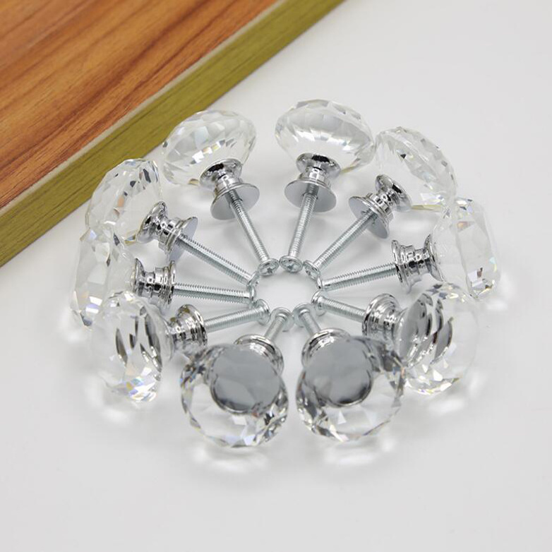 Manufacturer Luxury Diamond Glass Handle Modern Simple Low Price Cabinet Drawer Clear Wardrobe Crystal Knobs