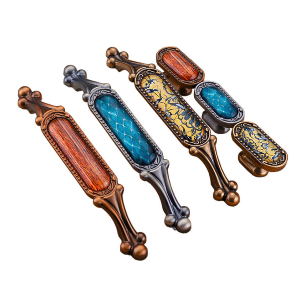 Chinese classical crystal cabinet furniture hardware accessories antique vintage Pattern wardrobe door zinc alloy handle