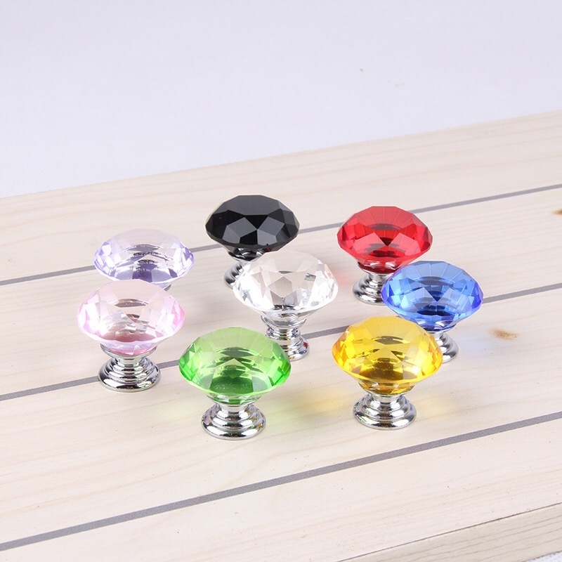 Manufacturer Luxury Diamond Glass Handle Modern Simple Low Price Cabinet Drawer Clear Wardrobe Crystal Knobs