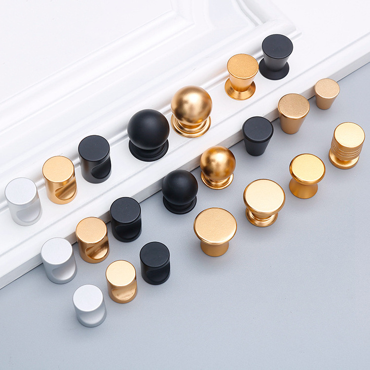 Wholesale cabinet furniture hardware knob mini dresser drawer wardrobe door gold black cylinder round Zinc alloy handle knobs