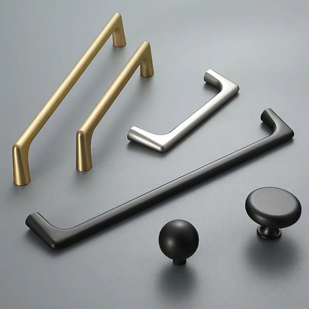 Modern furniture gold cabinet handles kitchen hardware handles kitchen cabinet drawer pull simple zinc alloy handle