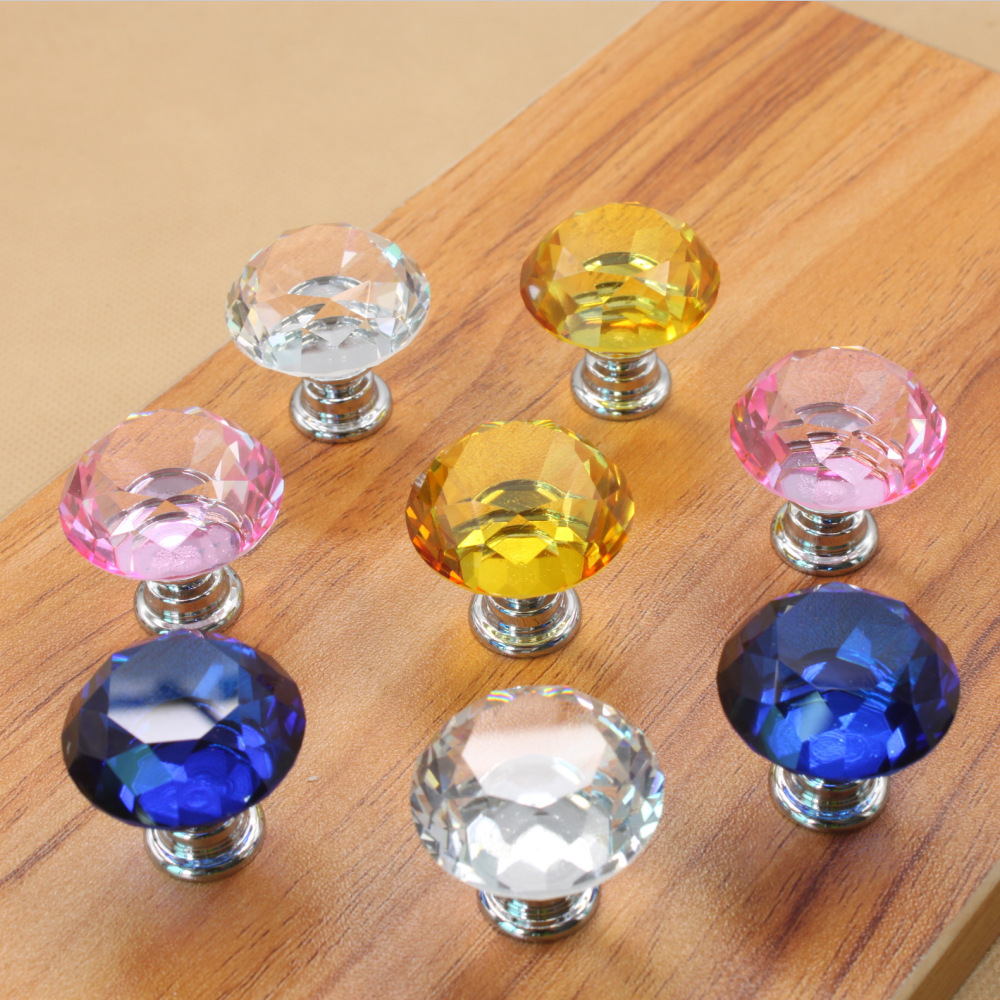 Manufacturer Luxury Diamond Glass Handle Modern Simple Low Price Cabinet Drawer Clear Wardrobe Crystal Knobs